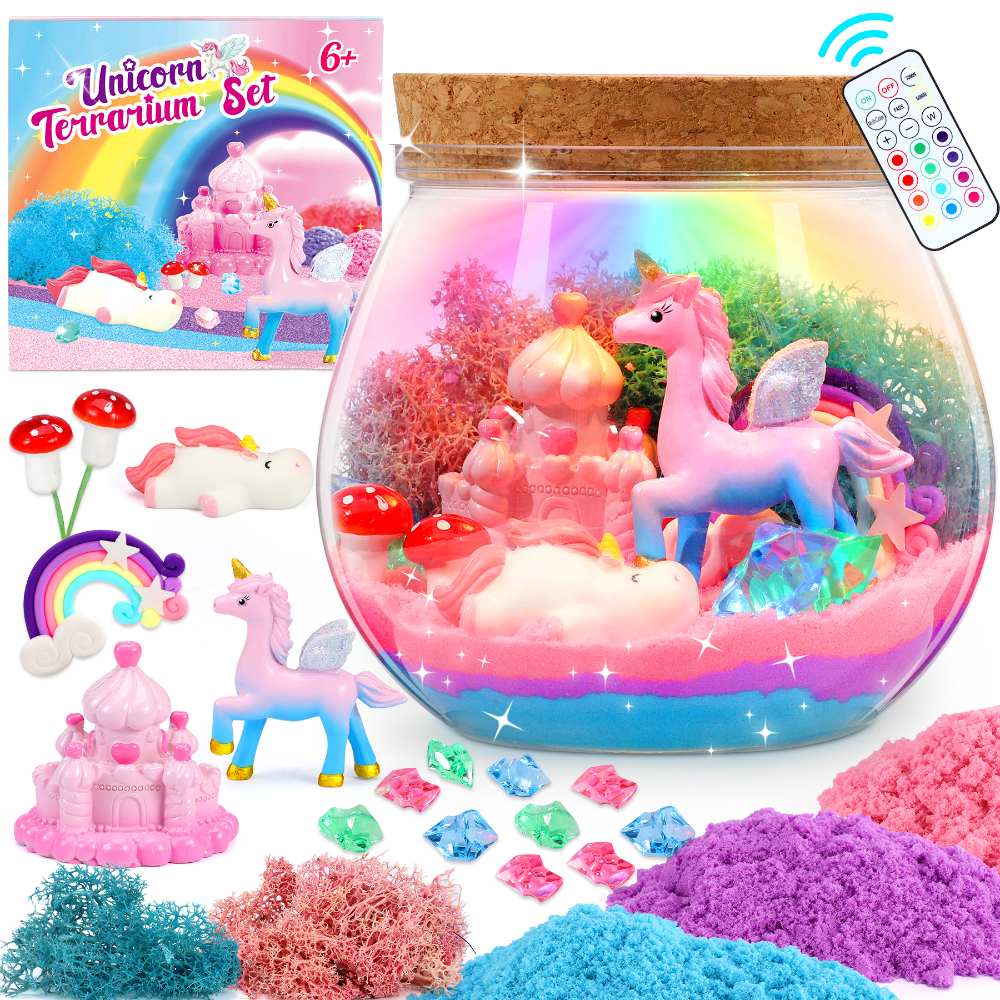 Lovchil Unicorn Terrarium Kit for Kids, Craft Kits for Kids Make Unicorn Night Light Light-Up Unicorn Gifts DIY Unicorn Toys for Kids Girls Ages 5-12